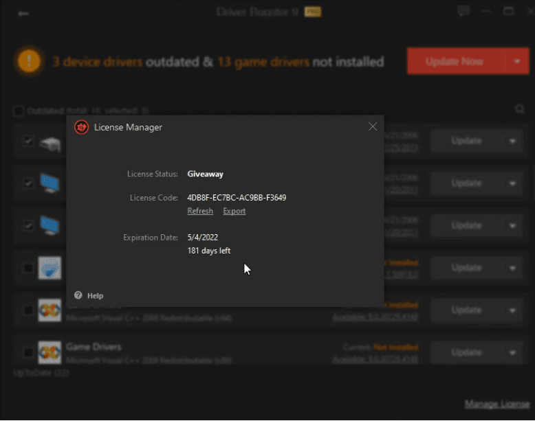 Driver Booster 9 Pro License Key Giveaway (180 days)