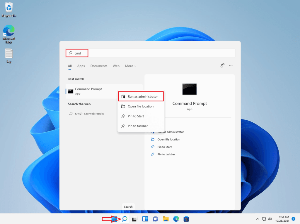 open cmd Windows 11 run as administrator